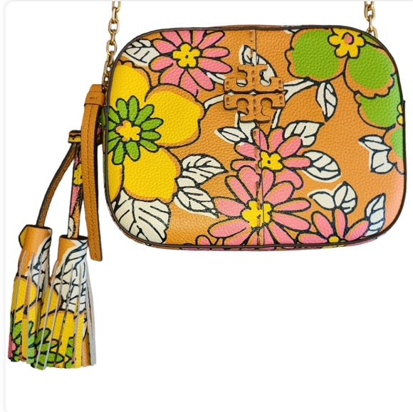 RARE Tory Burch McGraw floral-print crossbody bag GUC Spring - Picture 11 of 15